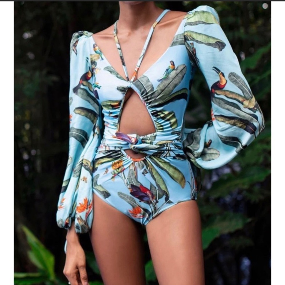 PatBO Tropical Print One Piece Swimsuit